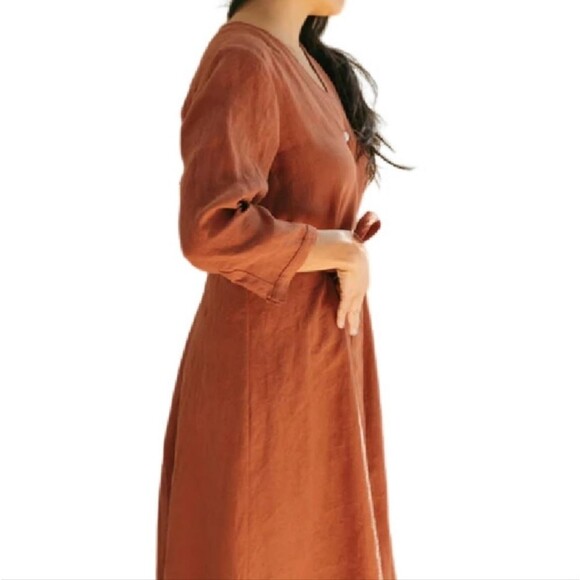 Linen Shirt Dress (0411) - Picture 8 of 12